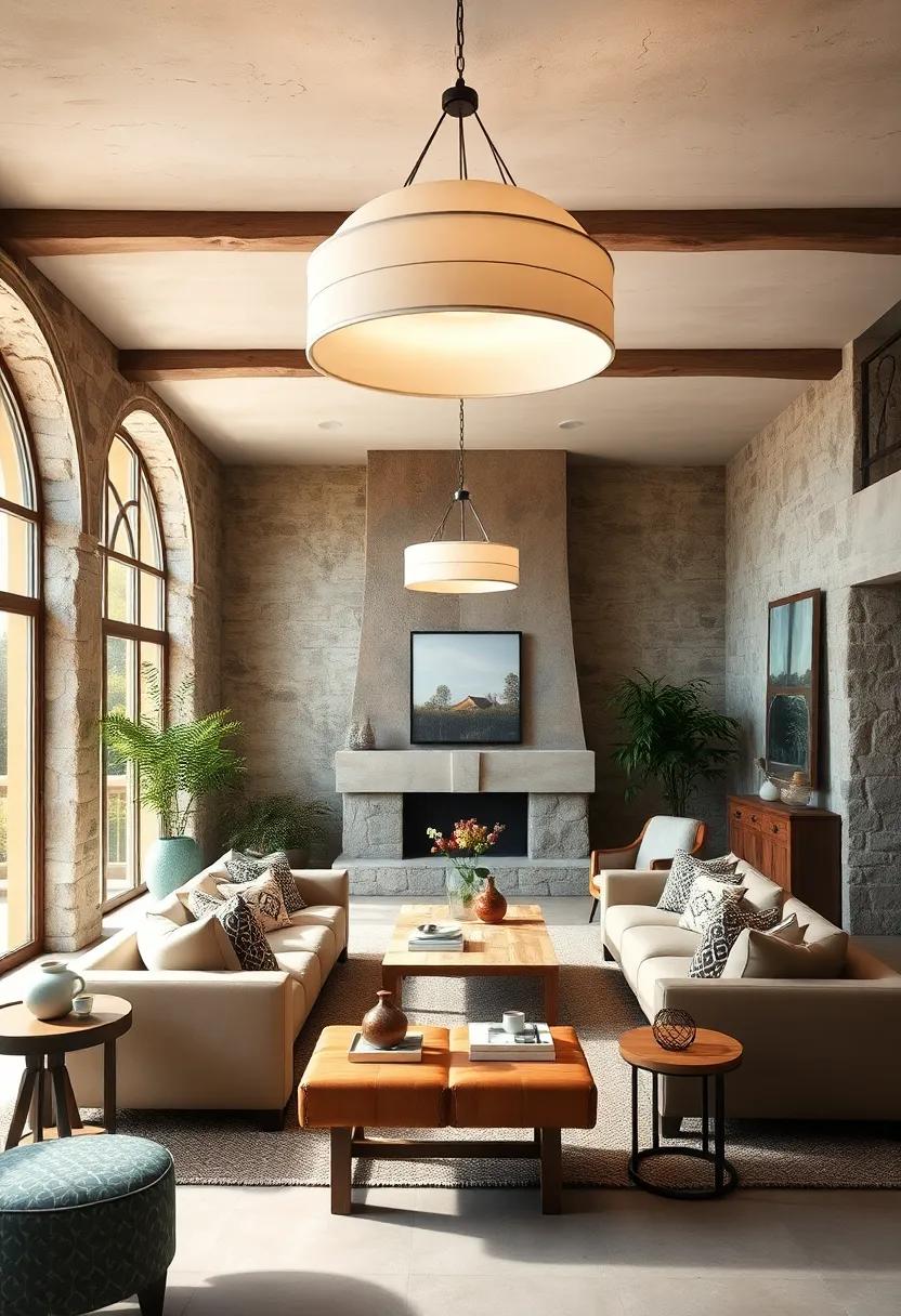 Transform your sense of space with a rustic dome chandelier⁣ in a creamy‍ white⁤ finish, casting soft shadows against rough-hewn walls ‌and complementing‍ expansive windows