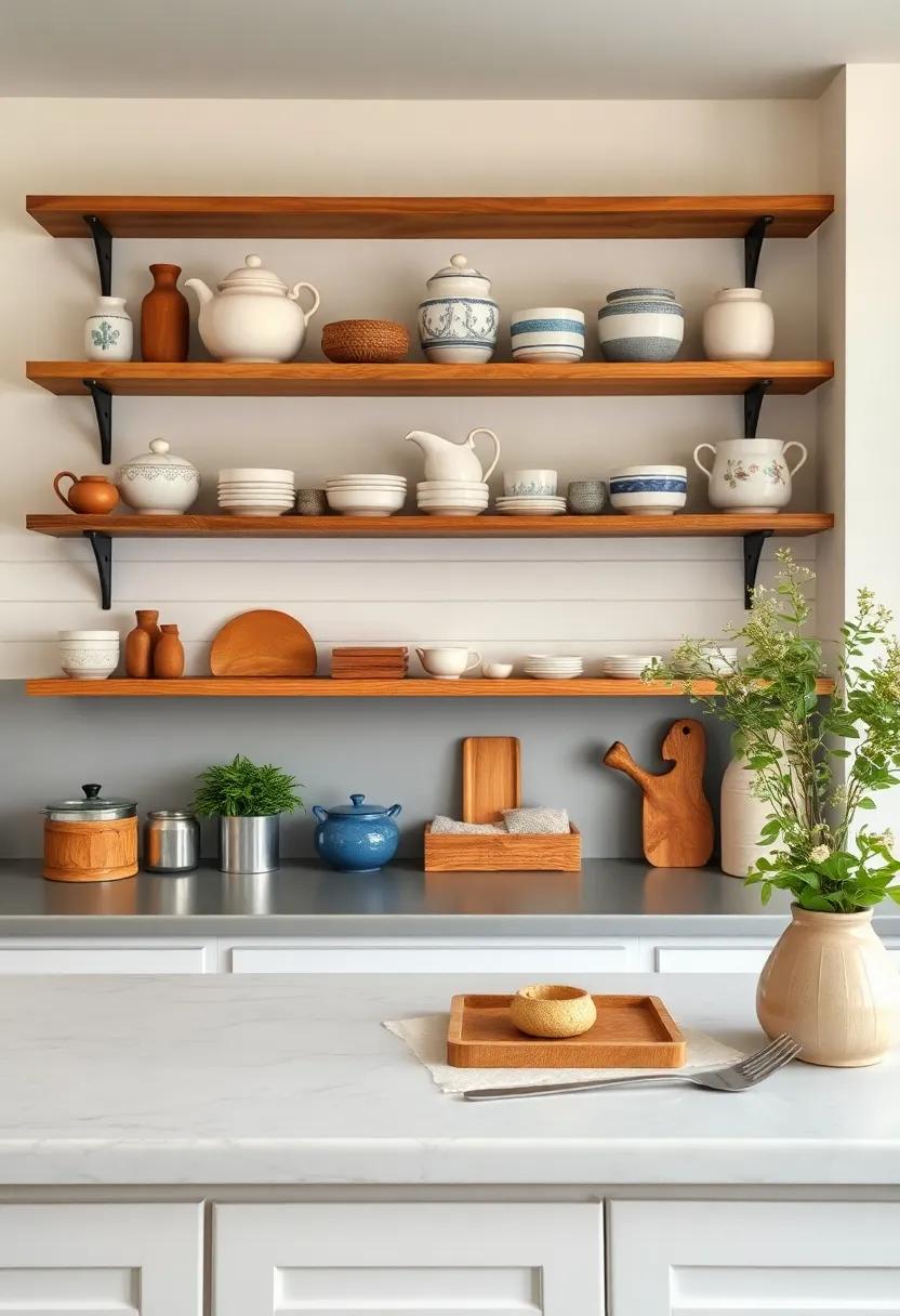 Creating Charm with Open⁣ Shelving and Handmade ⁣Pottery Displays