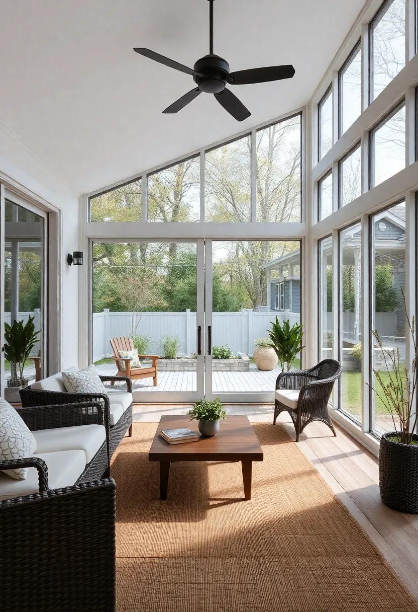 Indoor-Outdoor Flow: Incorporate large glass doors that can fold open,blurring the lines between your indoor space and outdoor tranquility,allowing for seamless transitions