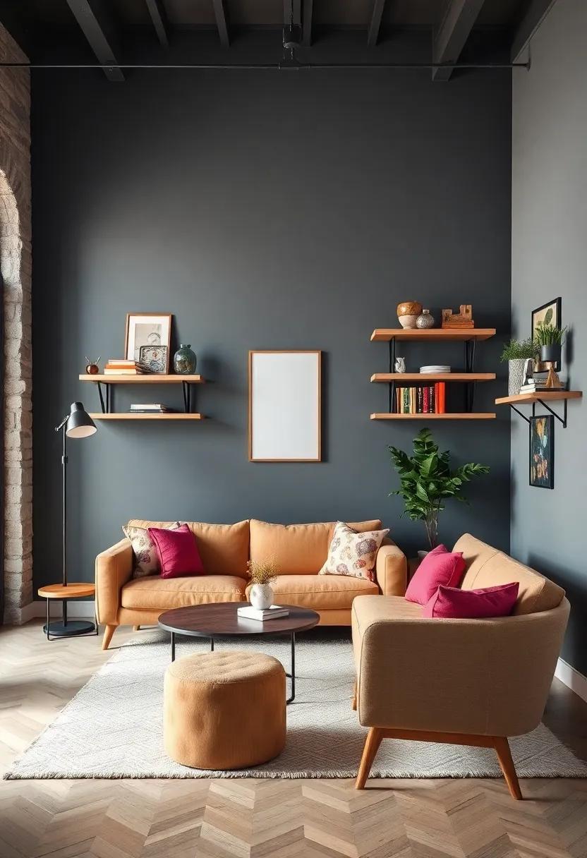 Floating Shelves with Geometric Brackets: Save floor space and showcase‌ your favorite books‌ and decor with stylish ⁢floating shelves that add an artistic touch to​ your walls