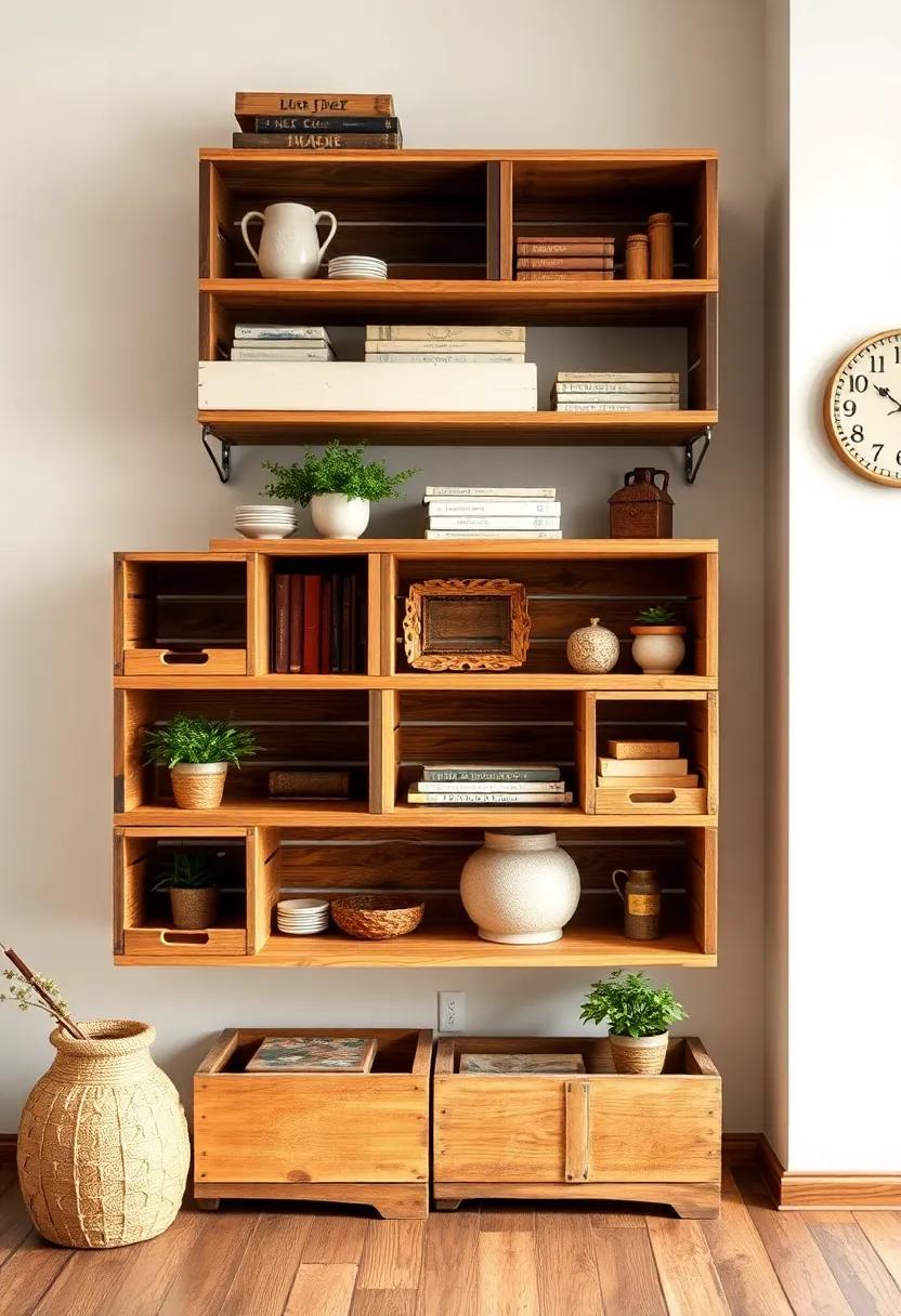 Transform vintage crates into shelves: Stack wooden ⁤crates on walls for ‌functional and rustic shelving that reflects​ your eclectic style