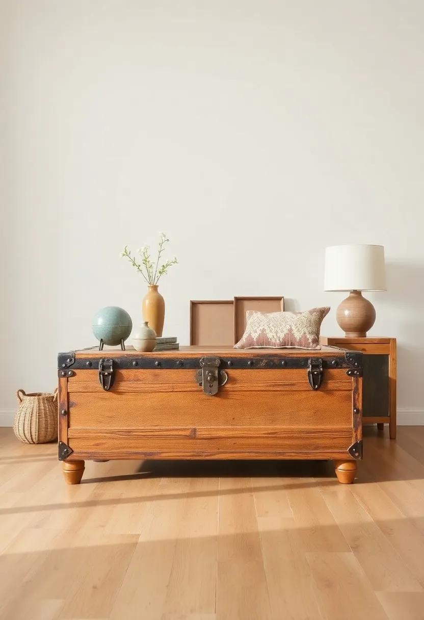 Incorporate a ⁢vintage trunk as a ​coffee table: Use a beautifully ⁣aged trunk as a‍ centerpiece for both ⁤style and storage