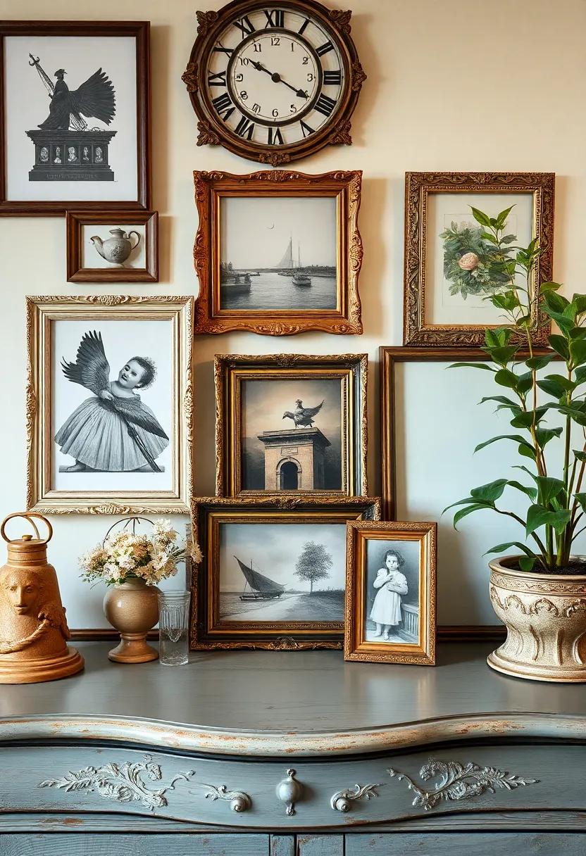 Repurpose antique frames: Use old‌ picture ‌frames to display your favorite art​ or ⁤photographs in ⁣unexpected and⁢ artistic arrangements