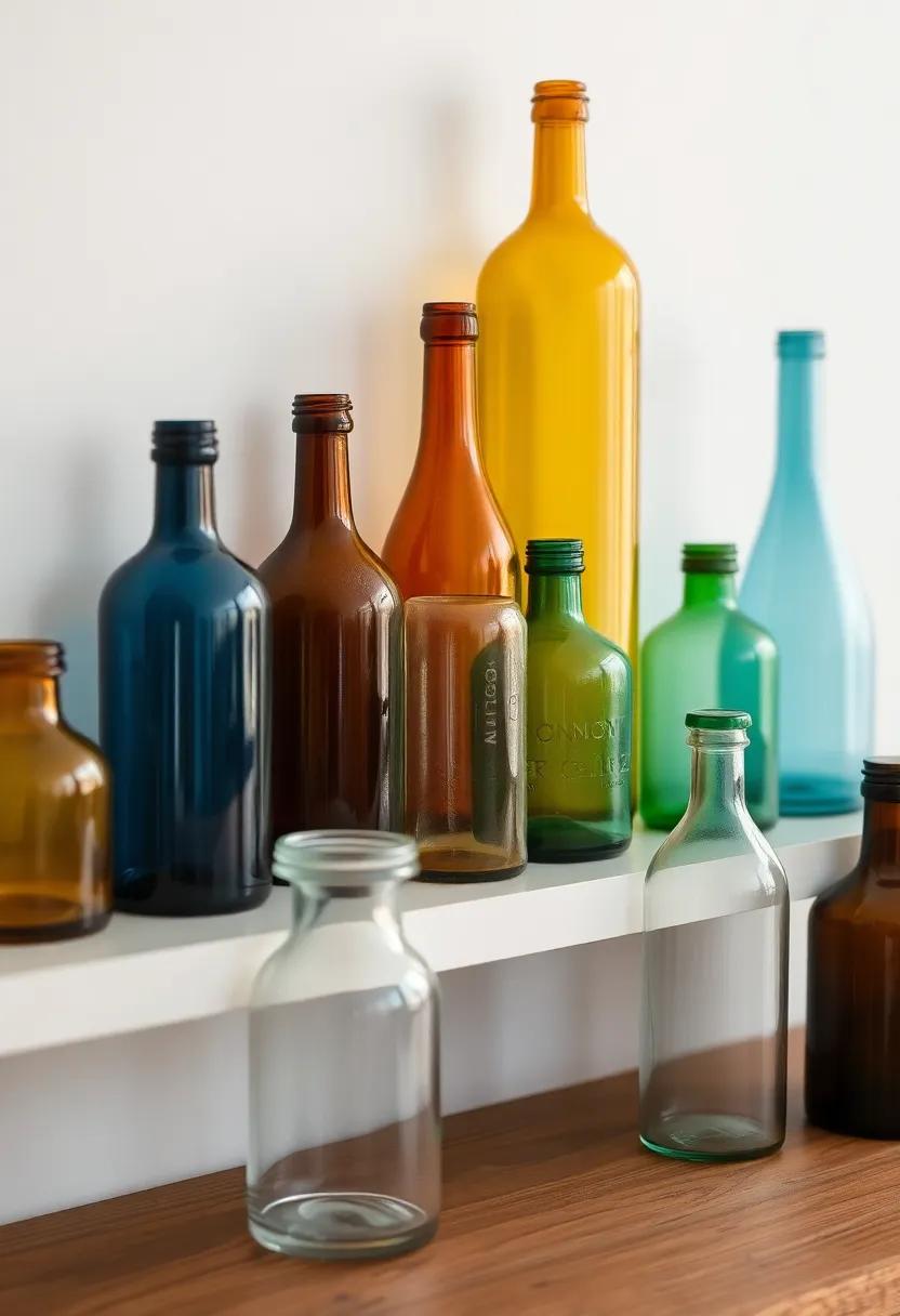 Showcase antique glass bottles: Gather colored glass bottles to decorate shelves or ​countertops,adding ⁤a touch of vintage elegance