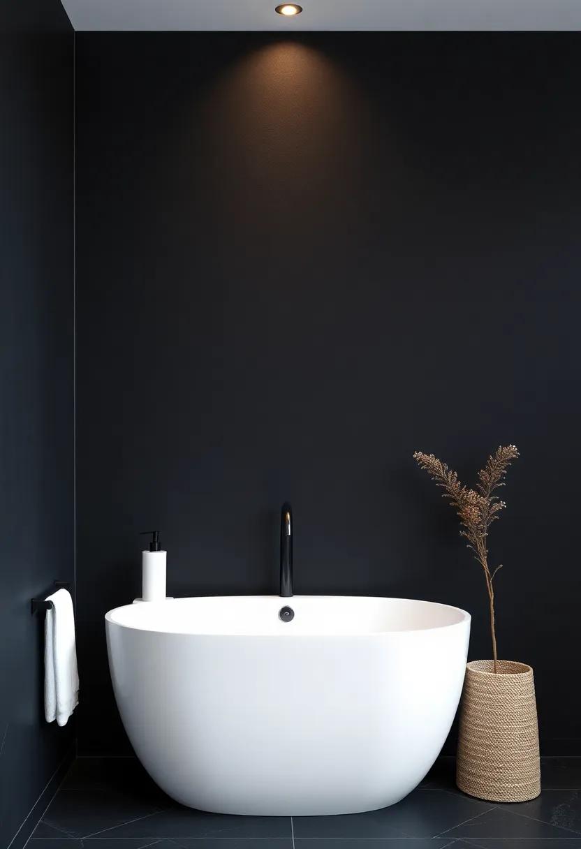 Artistic Wall Treatments to Enrich Dark Bathroom Aesthetics