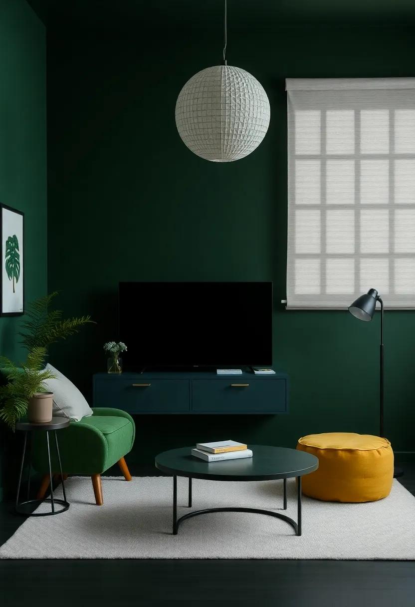 Statement Accessories and Decor Pieces that Shine Against Dark Green Backdrops