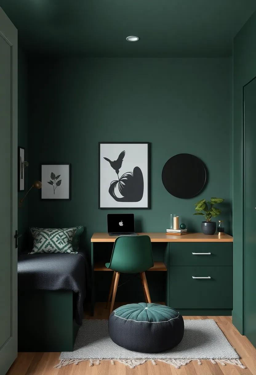 Innovative Storage Ideas for Small Spaces Incorporating Dark Green Designs