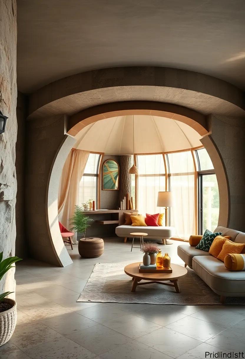 The Artistic Capsule: A circular design featuring open ⁢spaces and rotating walls that can be adjusted for different⁣ moods⁢ or activities,‍ enhancing the creative flow