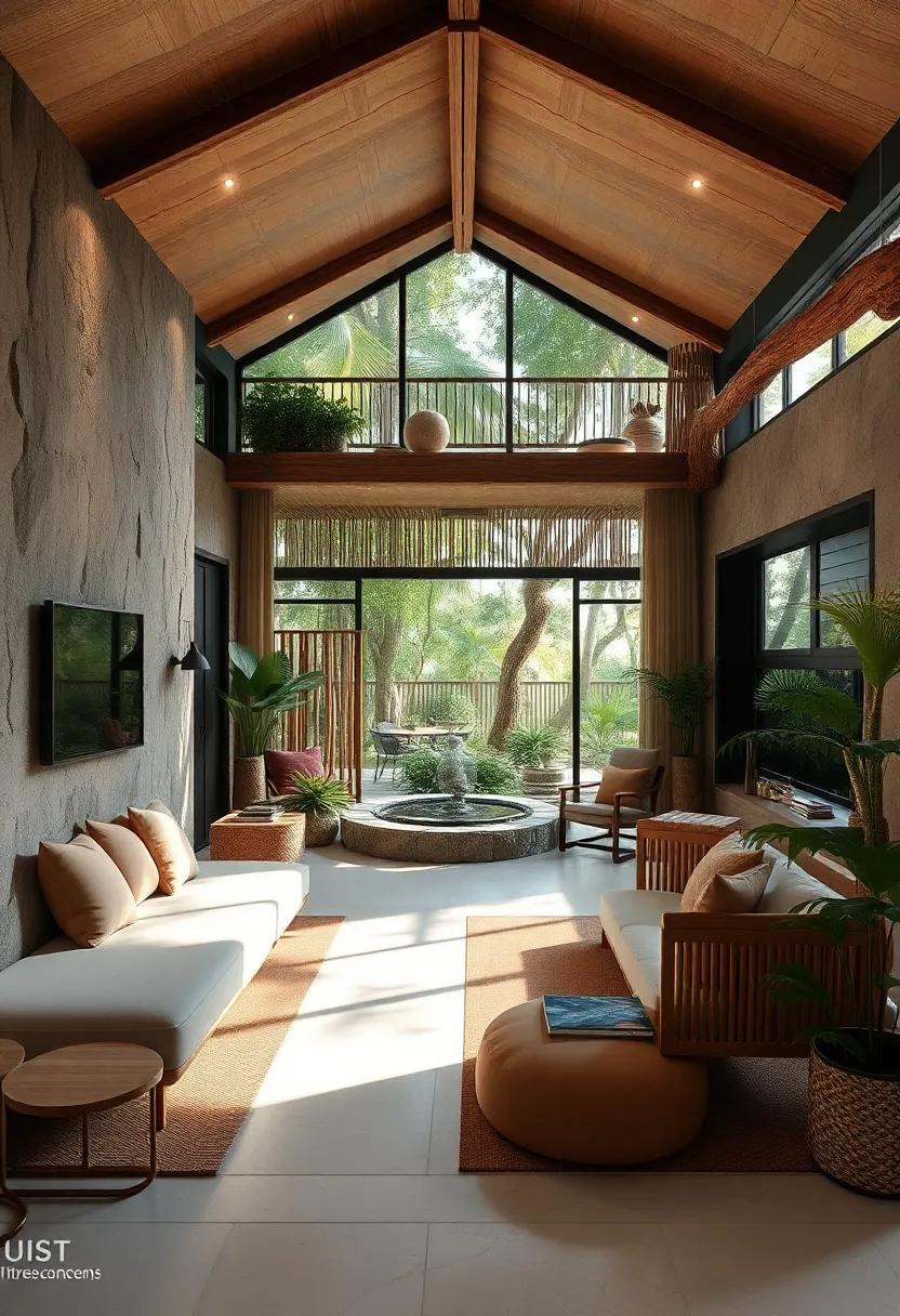 The Zen Escape: A tranquil retreat featuring meditation spaces, a calming water feature, and bamboo decor, aiming to rejuvenate the​ spirit⁢ and nurture mindfulness