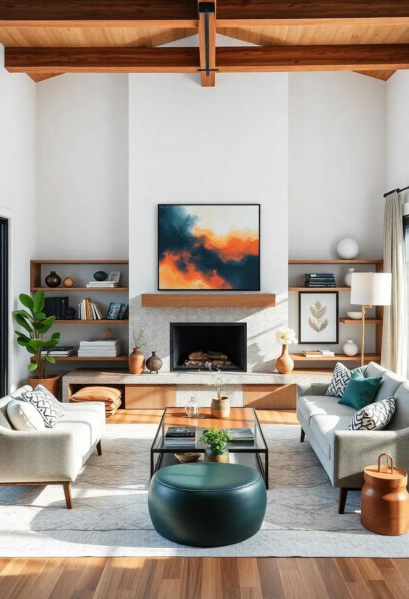 Incorporate a Focal Point: Establish a central element, such as a fireplace or a large artwork, to draw the eye and anchor the room