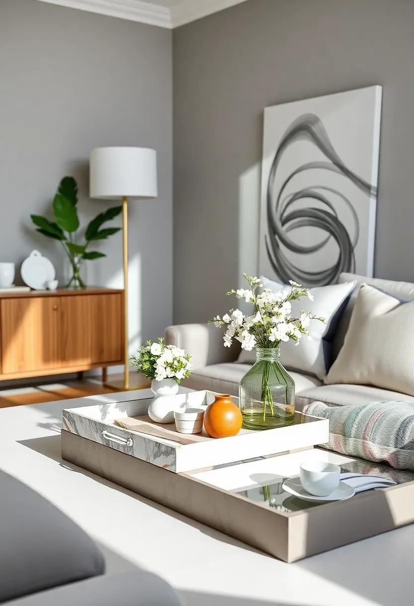 Use Decorative Trays: Organize smaller items on tables with decorative trays to keep things tidy while adding another layer of style