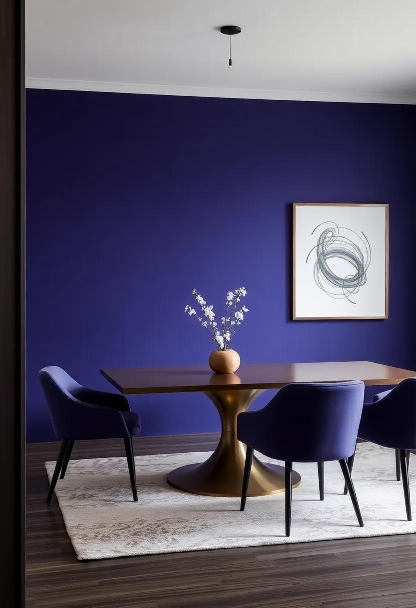Velvet Touch: Add an accent wall upholstered in velvet fabric, elevating the dining space with its richness and luxurious texture