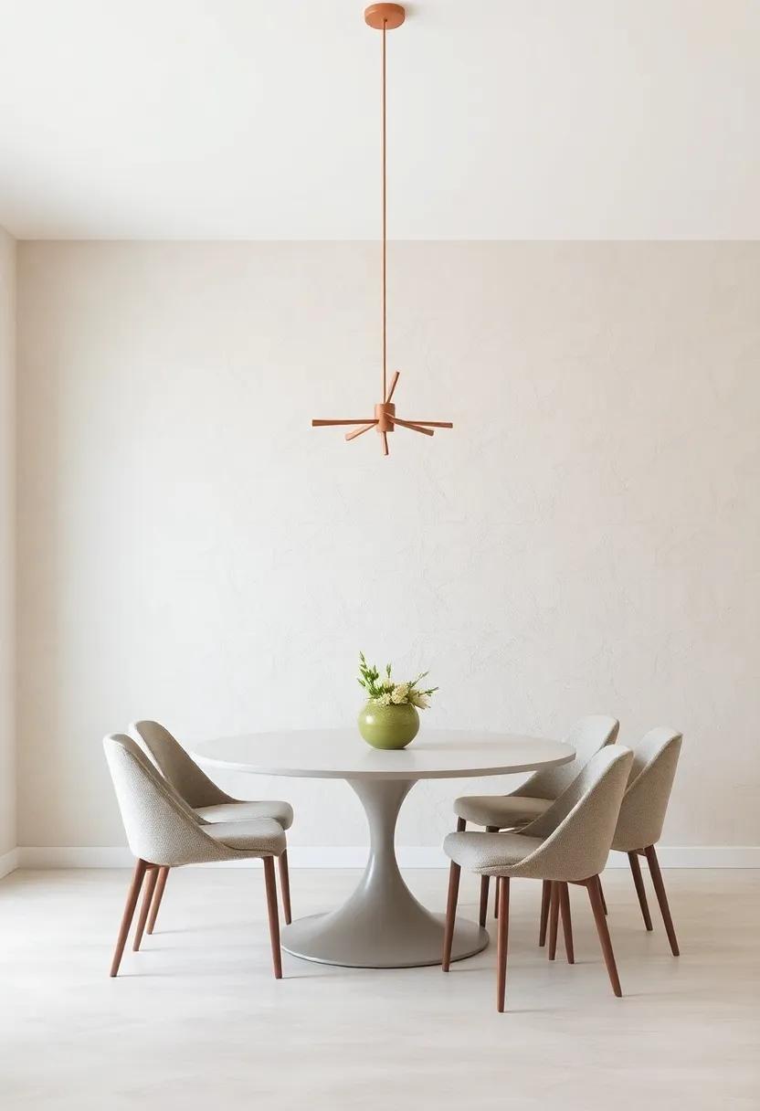 Textured Elegance: A textured plaster or stucco wall adds depth and sophistication, making your dining room feel like a bespoke dining experience