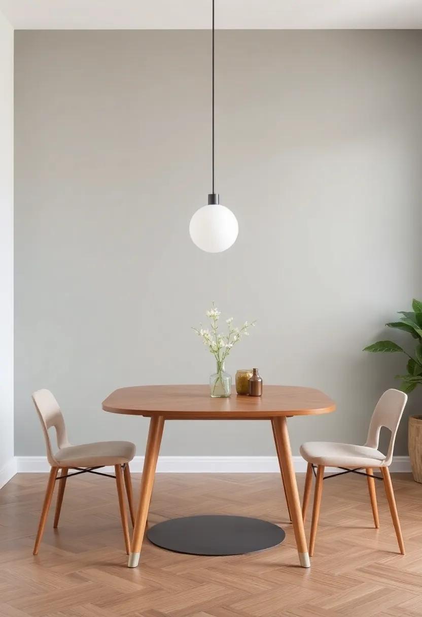 Minimalist Approach: A simple, muted accent wall in a solid color allows for maximum design flexibility and keeps the focus on your dining table and decor