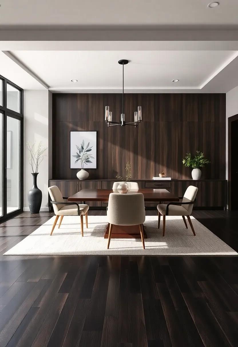 Utilizing Dark Flooring to Create Contrast and Elegance in Your Dining Room
