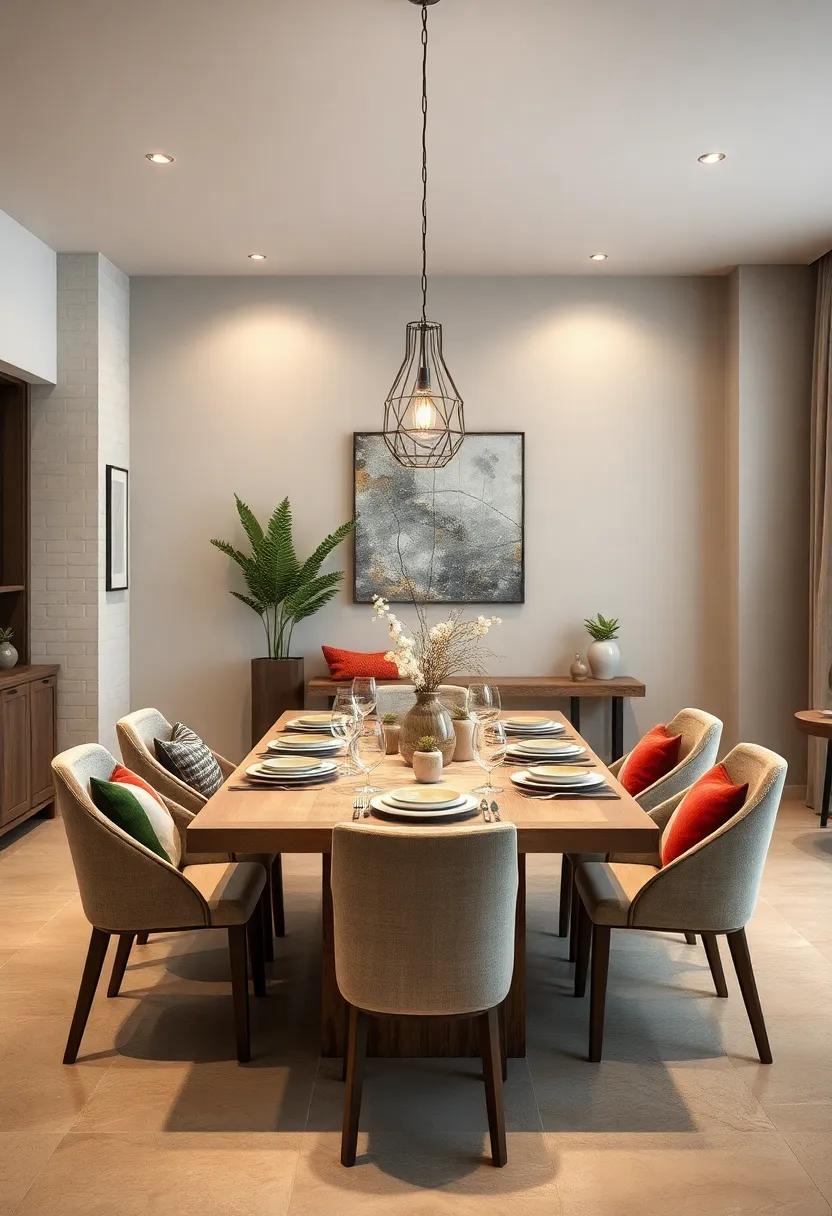 Nature’s Palette: Use natural, earthy tones found in stoneware and wooden elements to create a rustic yet elegant dining environment