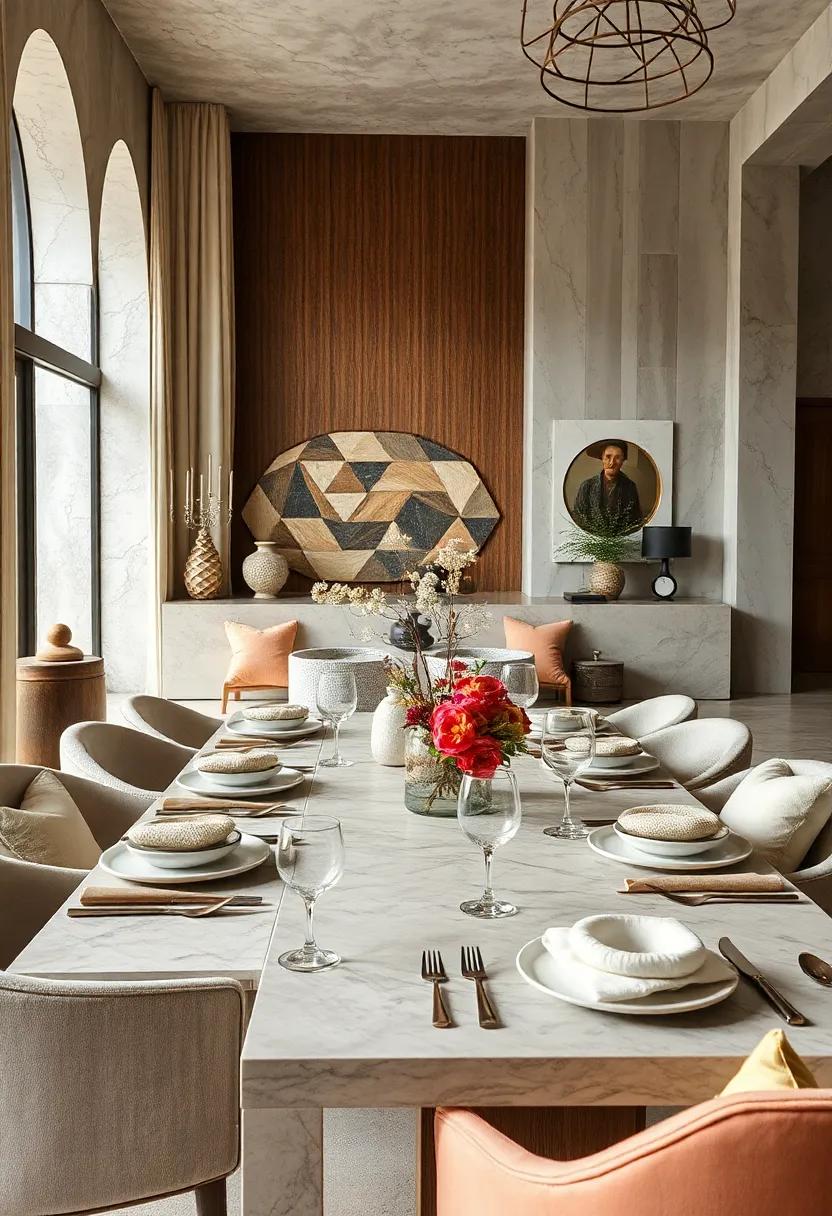 Texture Overload: Experiment with textures by mixing smooth ceramics with rough-hewn wood and soft fabrics for a multi-dimensional experience