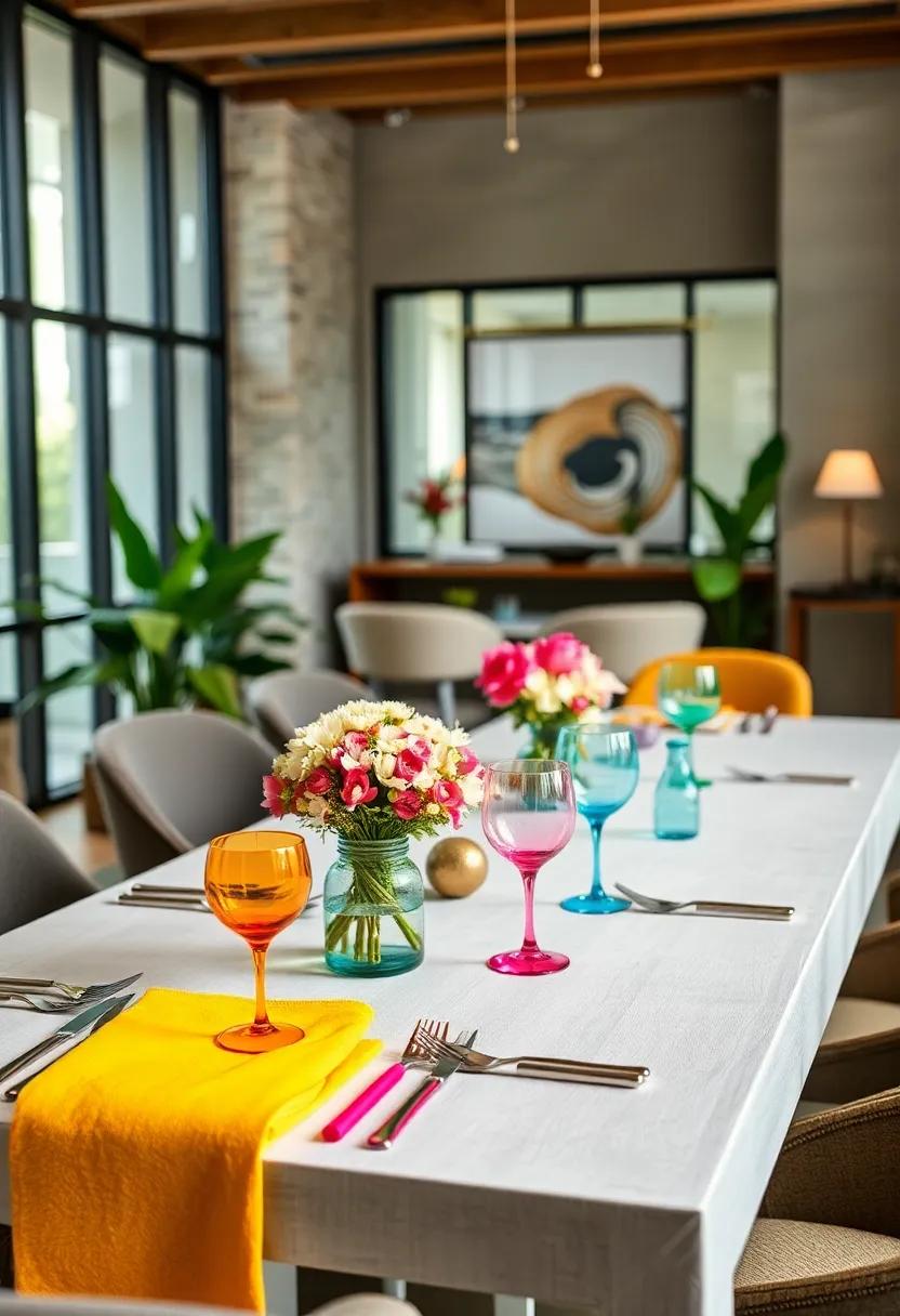 Colorful Cutlery: Break away from traditional metals and introduce colored cutlery that matches or contrasts with your table theme for a fun twist