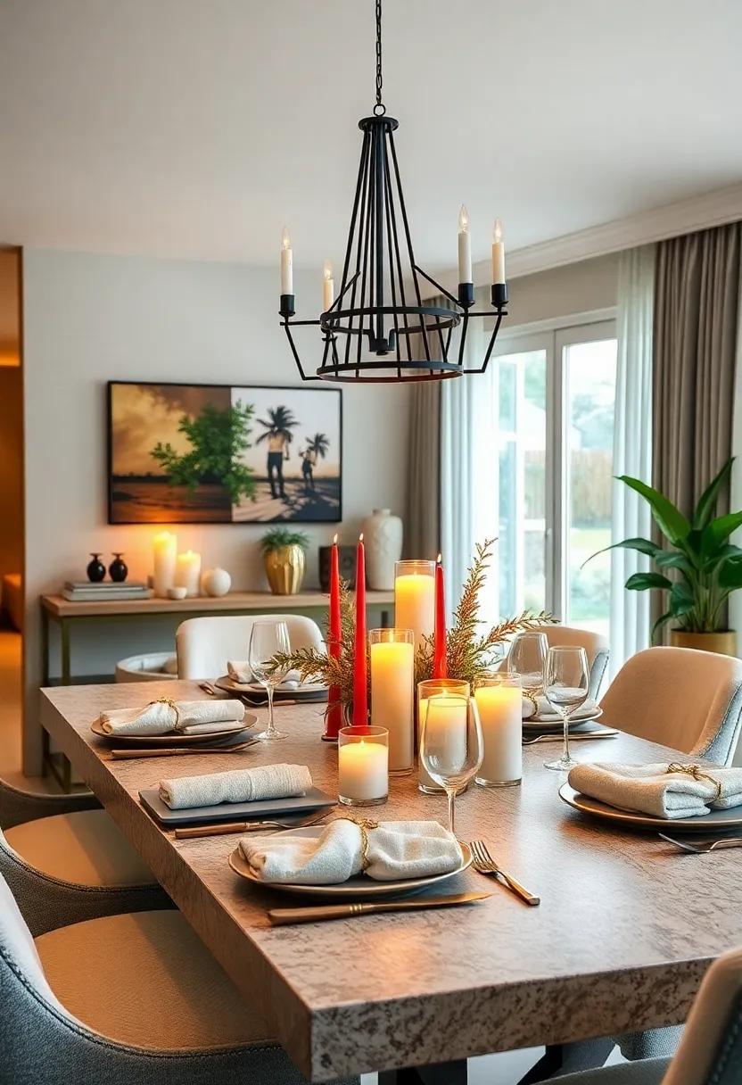 Candlelit Ambiance: Use candles of varying heights as tabletop decor, bringing a warm glow that invites conversation and relaxation
