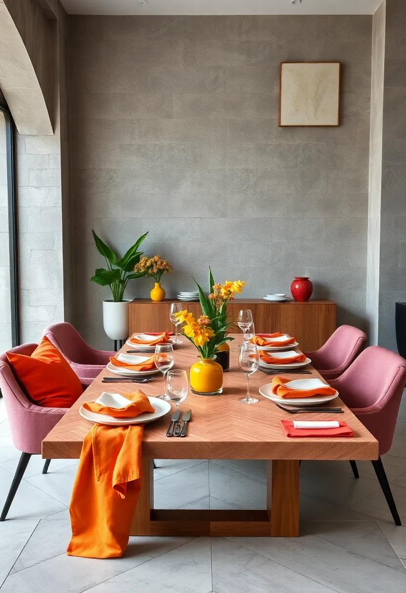 Unexpected Color Combos: Mix and match contrasting colors that surprisingly complement each other to create a vibrant and dynamic table setting