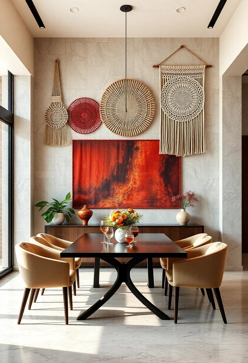 Textured Wall Hangings: Incorporate woven ‌textiles or macramé pieces to add depth and a cozy vibe to your dining space