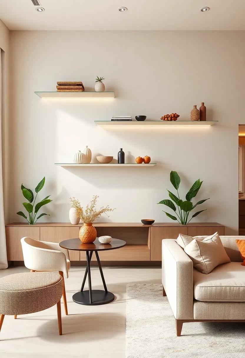 Artistic​ Displays: Install shelves that double as art pieces, featuring unique shapes or designs that draw the eye on their own