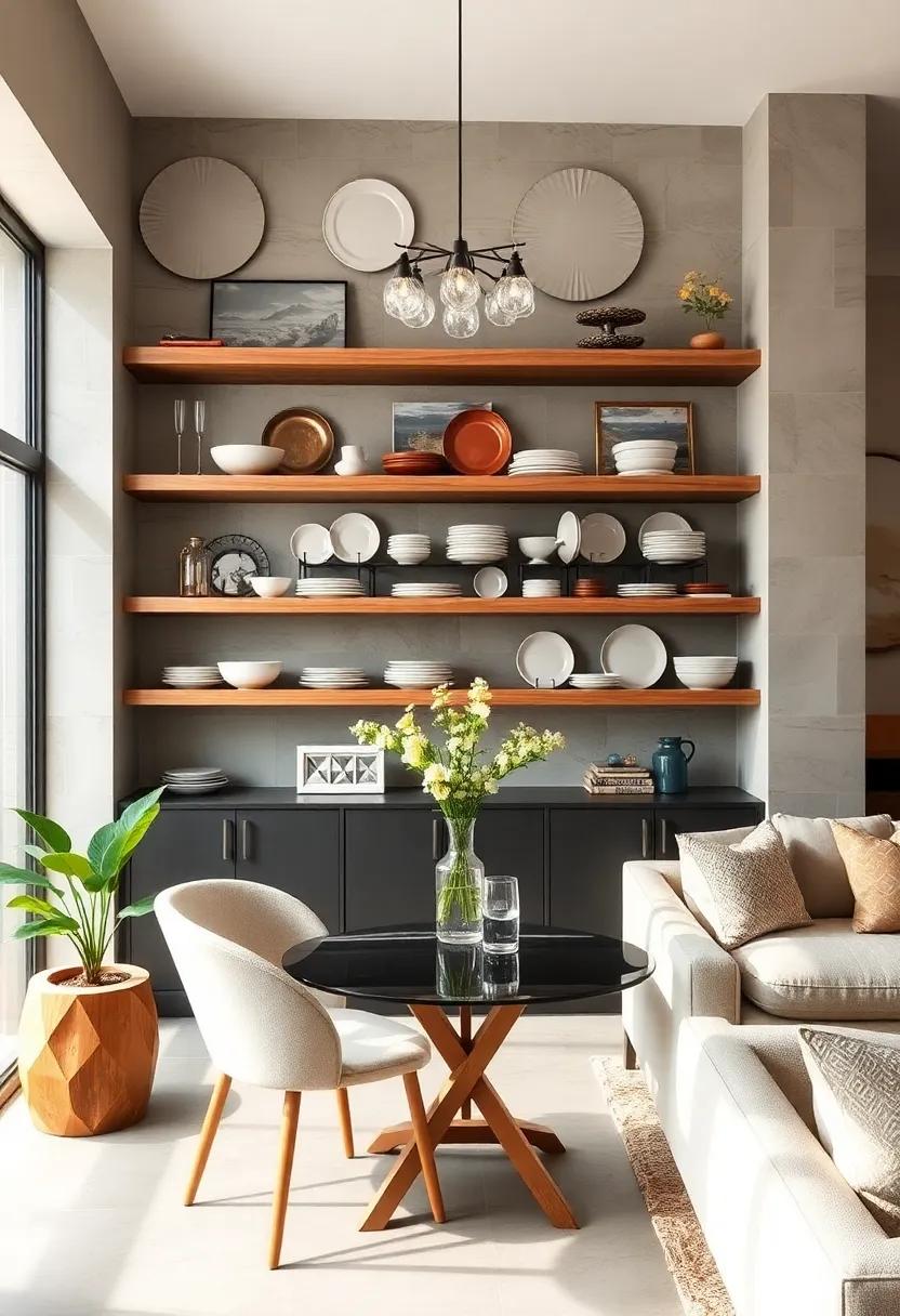 Install Open Shelving to Display Your Dishware: Show off your favorite dishes and glassware on open shelves, creating both a functional and decorative display