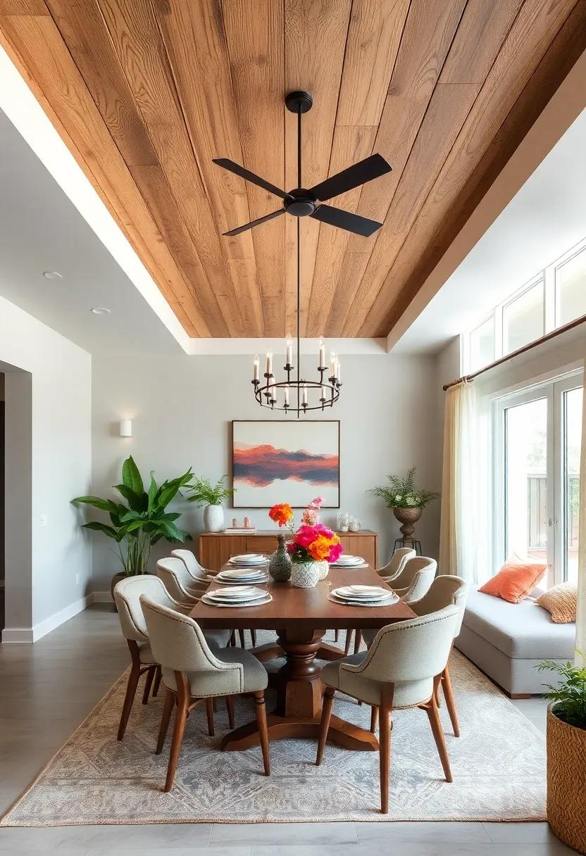 Install a DIY Wooden Plank Ceiling: boost your space’s design by adding texture with a wooden plank ceiling that brings warmth and rustic charm