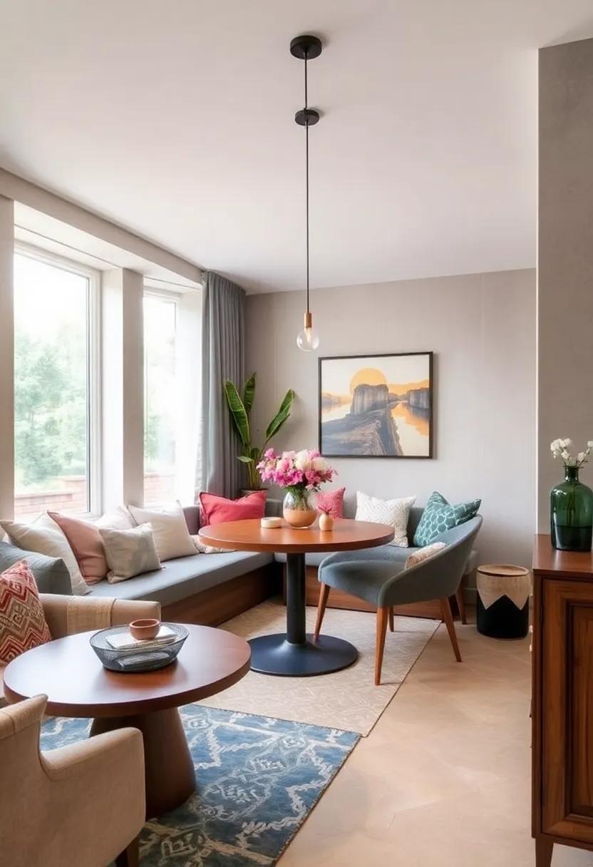 Make a cozy Window Seat: Utilize a bay window or a vacant corner to create a cozy window seat, ideal for sipping coffee and enjoying a meal