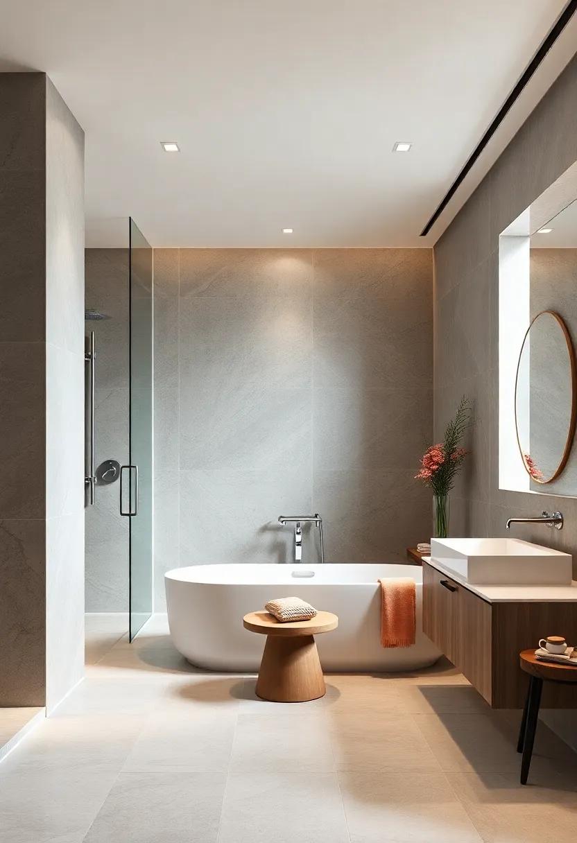 Open Concept Bliss: Design an open-concept shower area with glass partitions to showcase your stunning dual showerhead setup