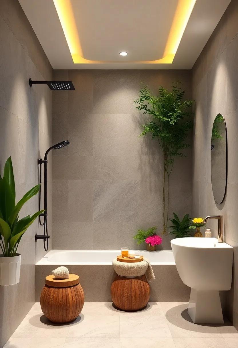 Zen ⁣Zone: ‍Create a calming sanctuary by incorporating greenery ⁢and soft lighting around your dual showerheads