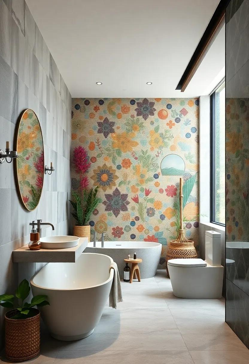 Artistic Murals: Entire walls designed with breathtaking mosaic murals tell a story, making a statement piece that’s both artistic and functional