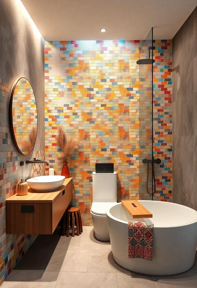 Rainbow Delight: A spectrum of colors celebrates joy and creativity, perfect for a child’s bathroom or a space embracing unrestrained energy