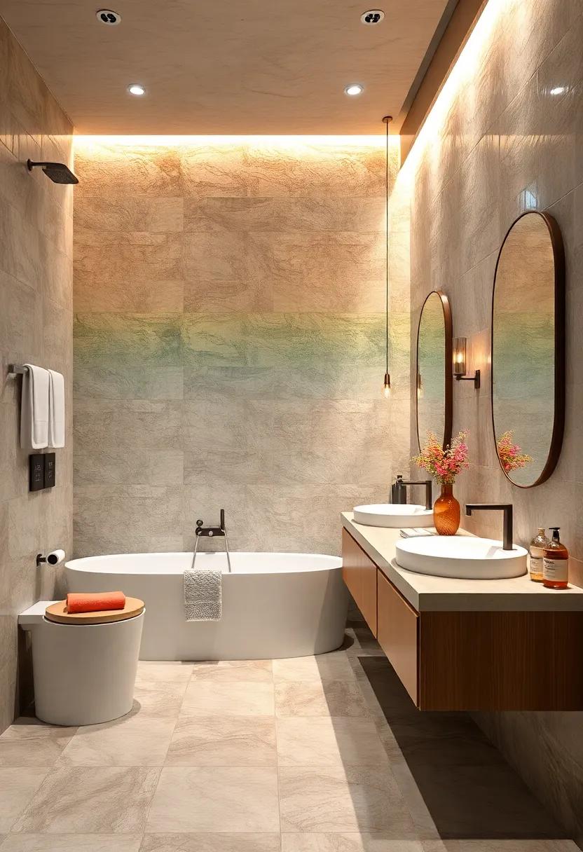 Subtle Ombre: A gradual transition of colors in mosaic tiles creates a soothing effect, perfect for a spa-like bathroom experience