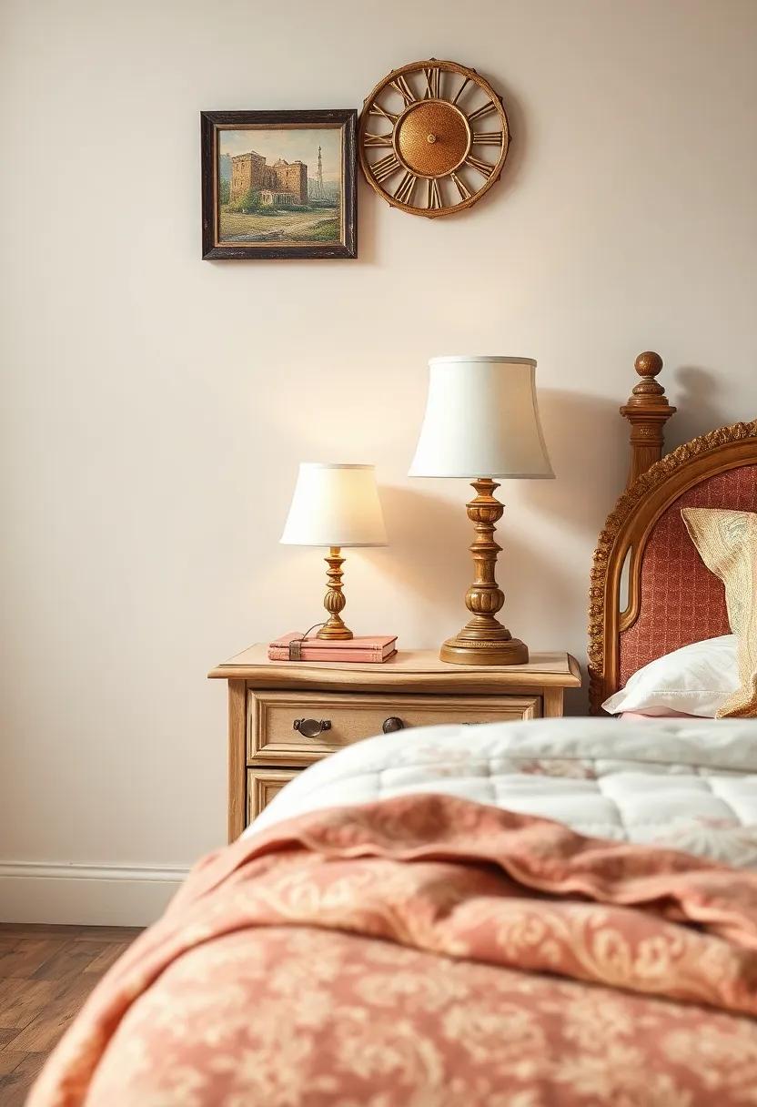 Antique Bedside Table ‍-⁣ Find a​ unique, vintage nightstand‌ with ​intricate details to hold your favorite books​ and​ a vintage lamp