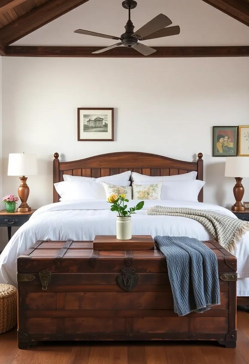 Antique Trunk - Repurpose​ an ⁤old trunk ​as a coffee table or foot of the bed ​storage‌ for an adventurous ⁣touch