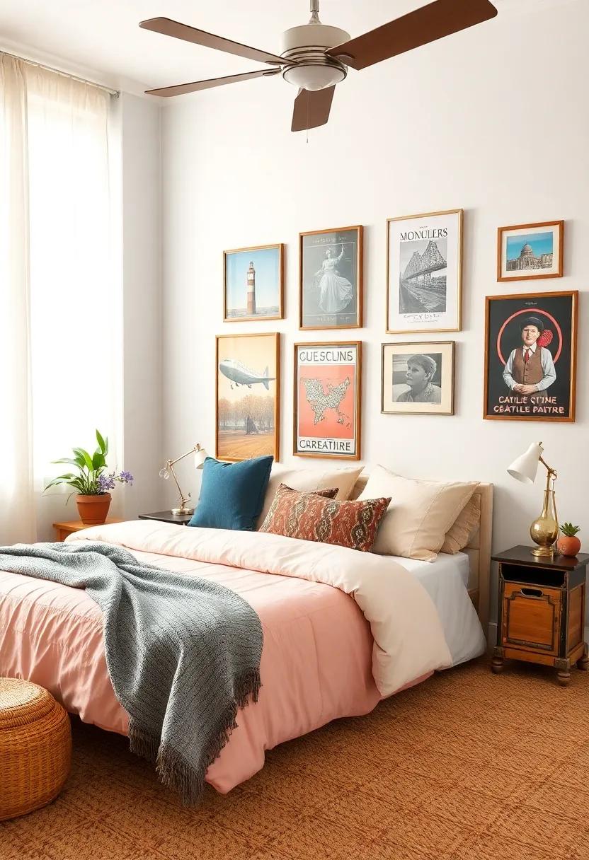 Retro Wall Art - Look for​ colorful prints,​ vintage travel posters,⁢ or abstract pieces to create‍ a gallery wall ⁤that tells ⁣a⁤ story