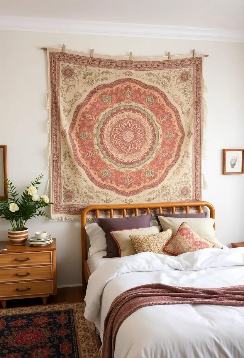 Retro Wall ‍Tapestry ‌- ‌Introduce texture‌ with a large, vintage tapestry or fabric ⁢wall hanging⁣ to soften your ⁤space