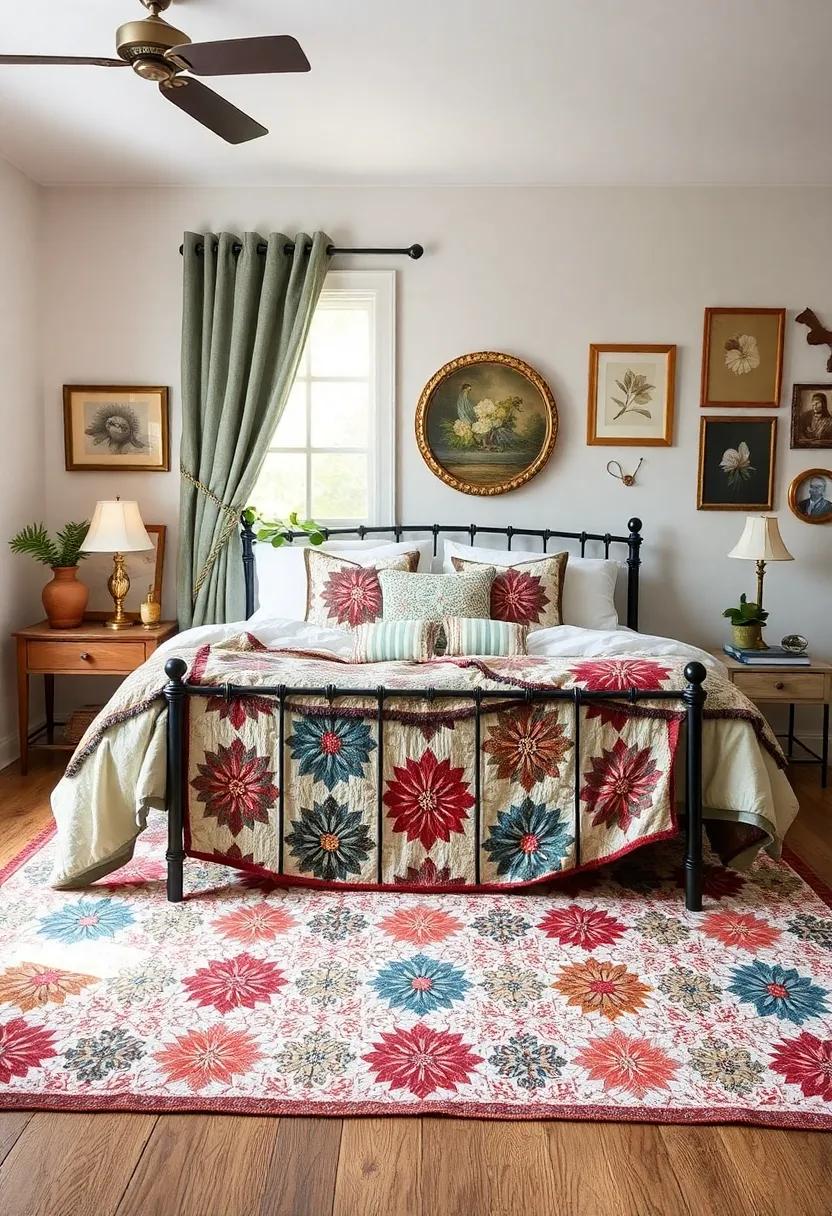 Vintage Quilts - Hand-stitched quilts bring warmth⁢ and character, ⁤making⁢ the perfect statement piece at the ‌foot of‌ your bed