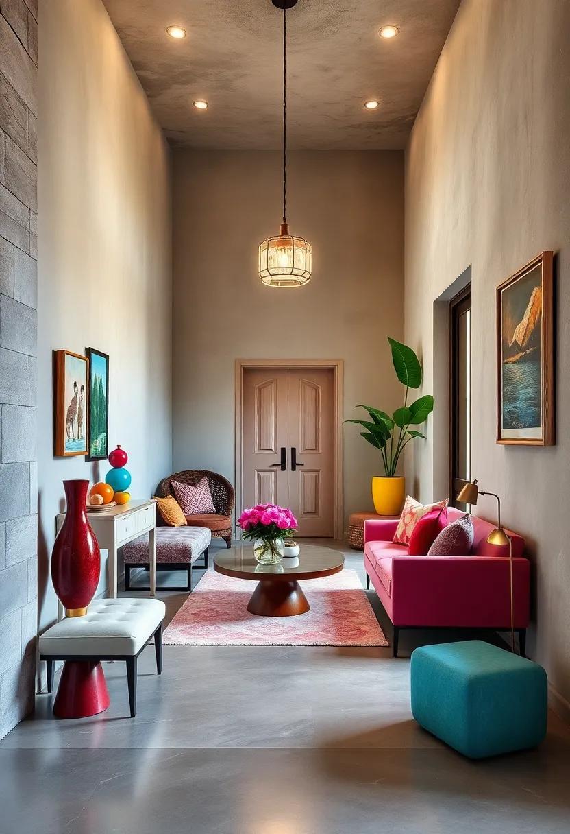 Colorful Accents: Use contrasting colored accessories, like vases or picture frames, to infuse energy into the space