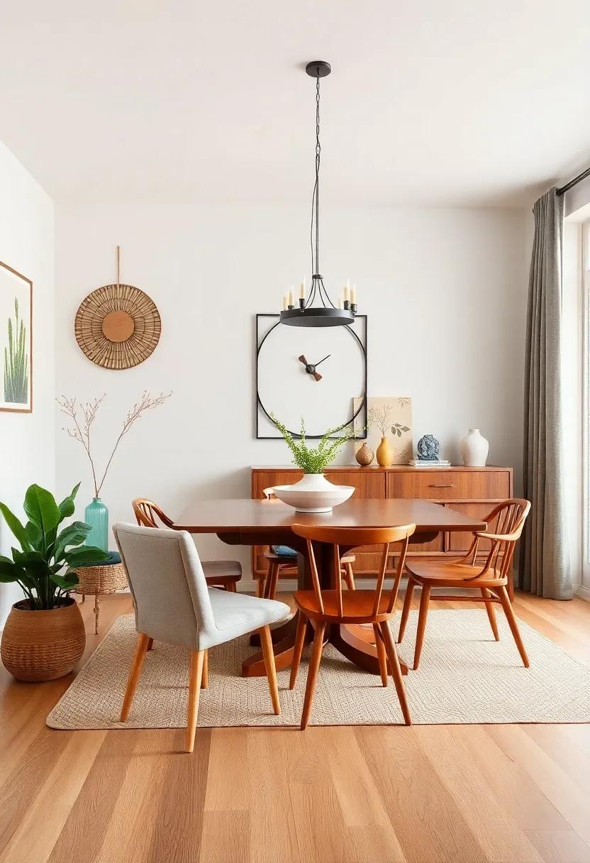Warm Wood Finishes: Opt for warm wood tones in your dining furniture to bring a natural and inviting feel to the decor