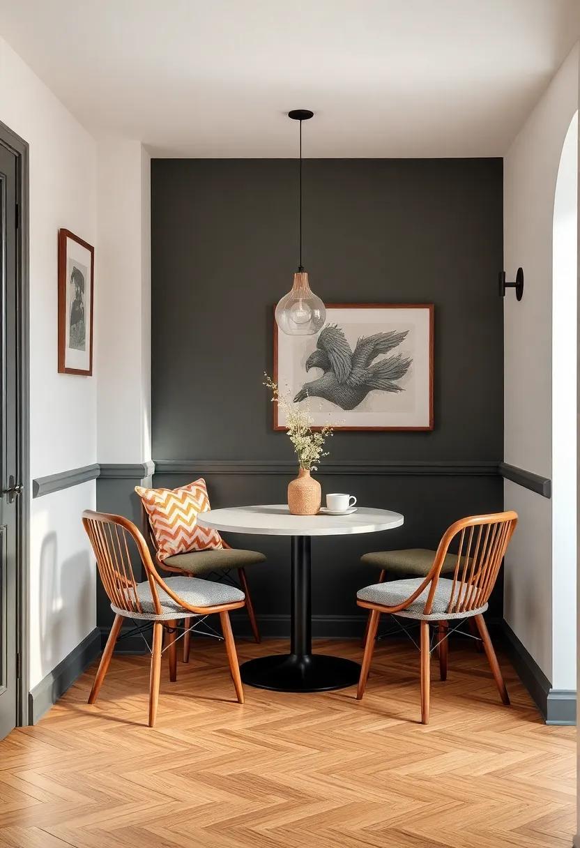 Cozy Nooks: Create intimate spots with small tables and chairs in corners for a cozy dining experience away from the main table
