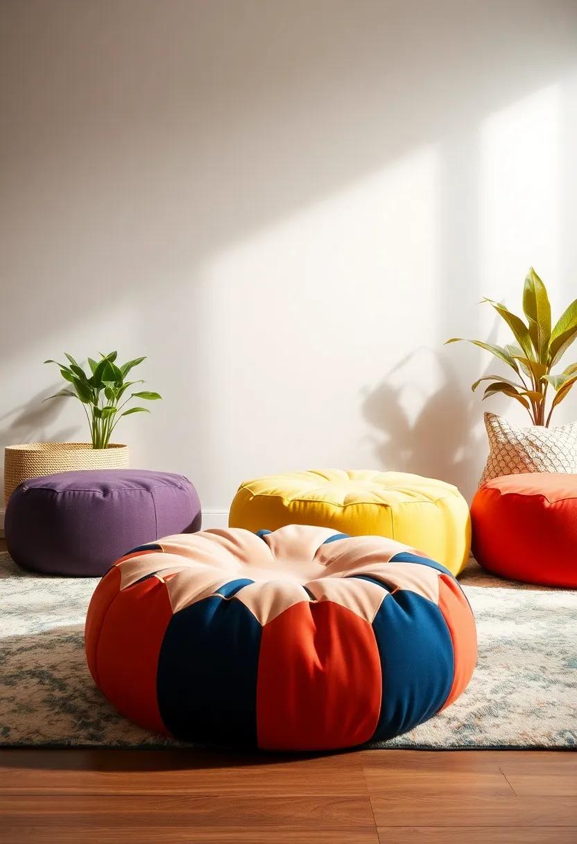 Playful Poufs: Incorporate soft poufs in fun fabrics and colors ⁤as versatile seating ​options ⁢that bring a‍ playful touch to any room