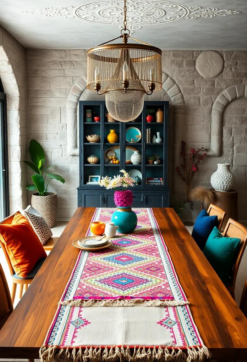 Bohemian⁢ Table runner: ​A colorful, patterned table runner that adds a touch of warmth and texture to your dining experience