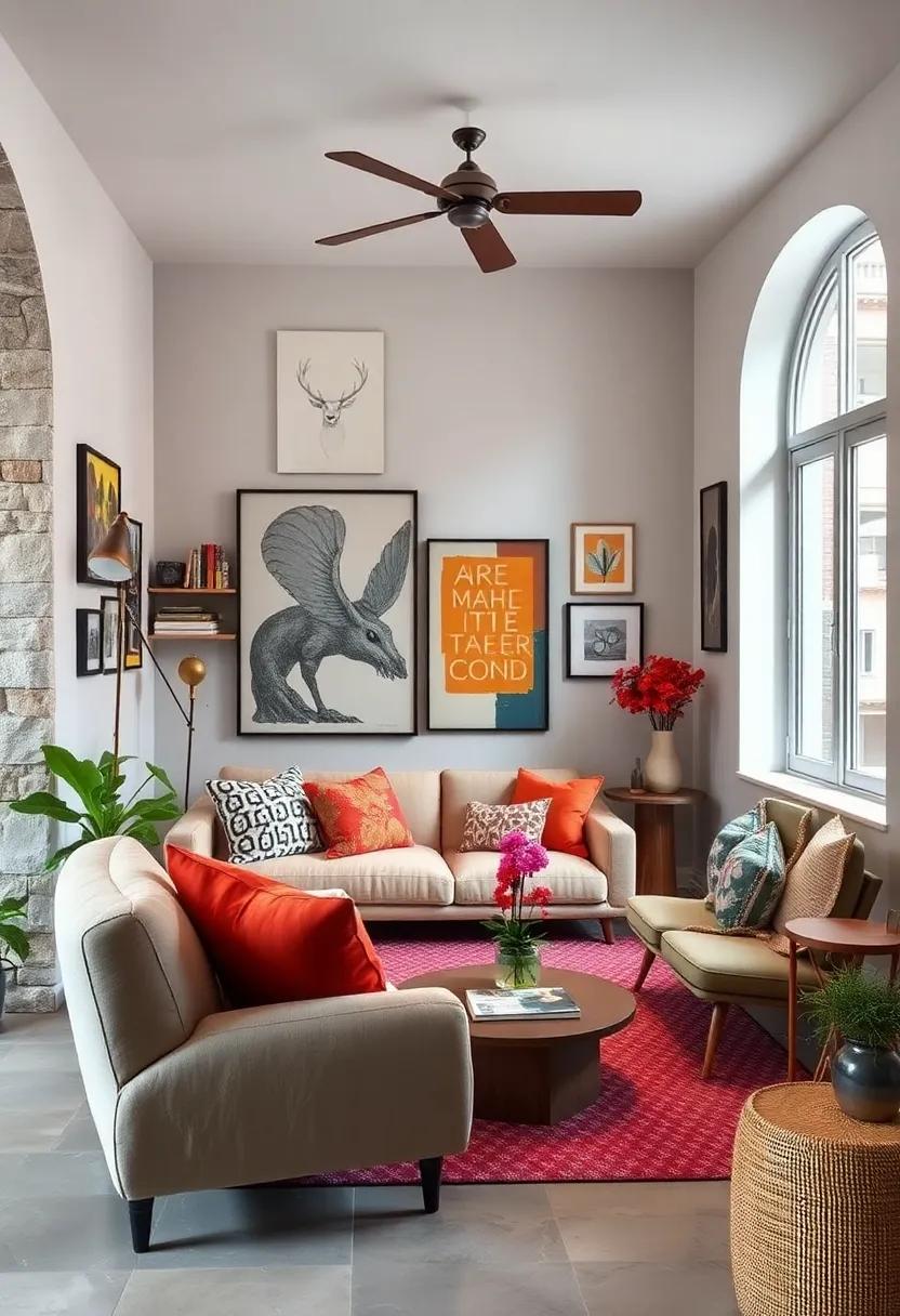 Creative Corner Nook: Set up⁤ an ​intimate nook with an eclectic mix of ​seating⁣ options, ⁤perfect ​for reading or inspiration, surrounded by your treasured books ​and art