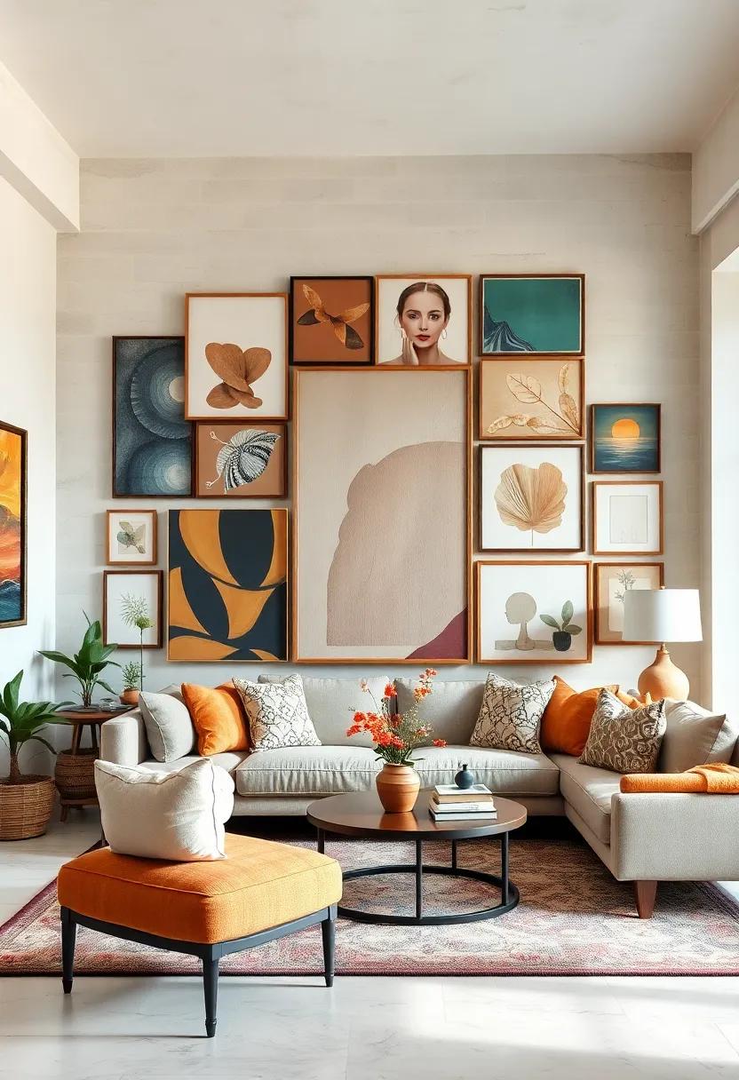 Gallery wall ‍of Mixed Media:⁤ Combine ​paintings, photographs, and textiles in⁤ an ​eclectic ⁣gallery ⁢wall that showcases your artistic ⁣journey and​ personal expression