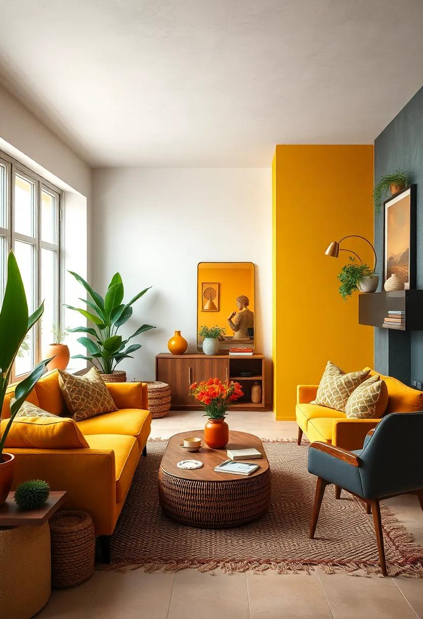 Embrace Bold Color Palettes:⁤ Dive​ into vibrant hues like⁤ mustard yellow, avocado⁢ green, and burnt orange⁣ to create a‌ lively atmosphere