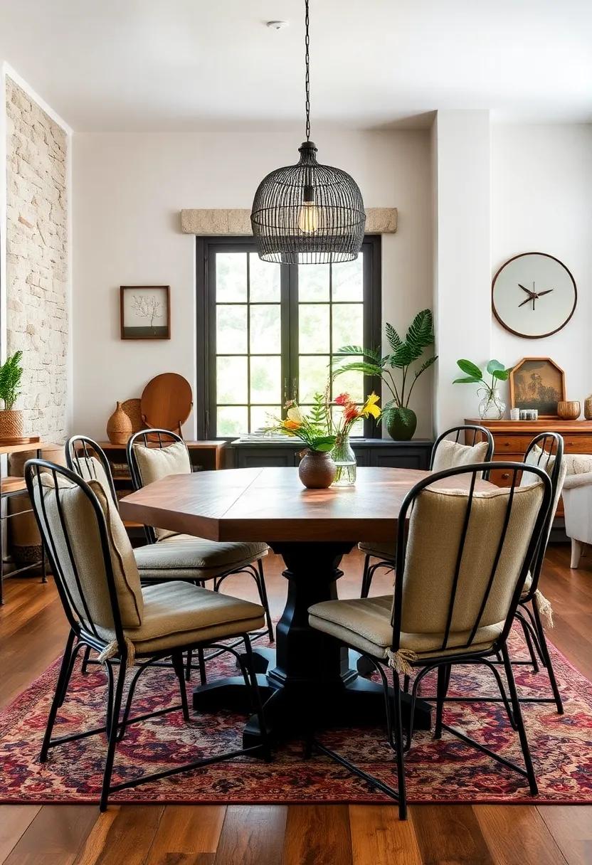 Vintage Industrial Chairs with ⁢a Cozy Farmhouse⁢ Table: Add⁣ warmth​ to raw metal with rustic wood