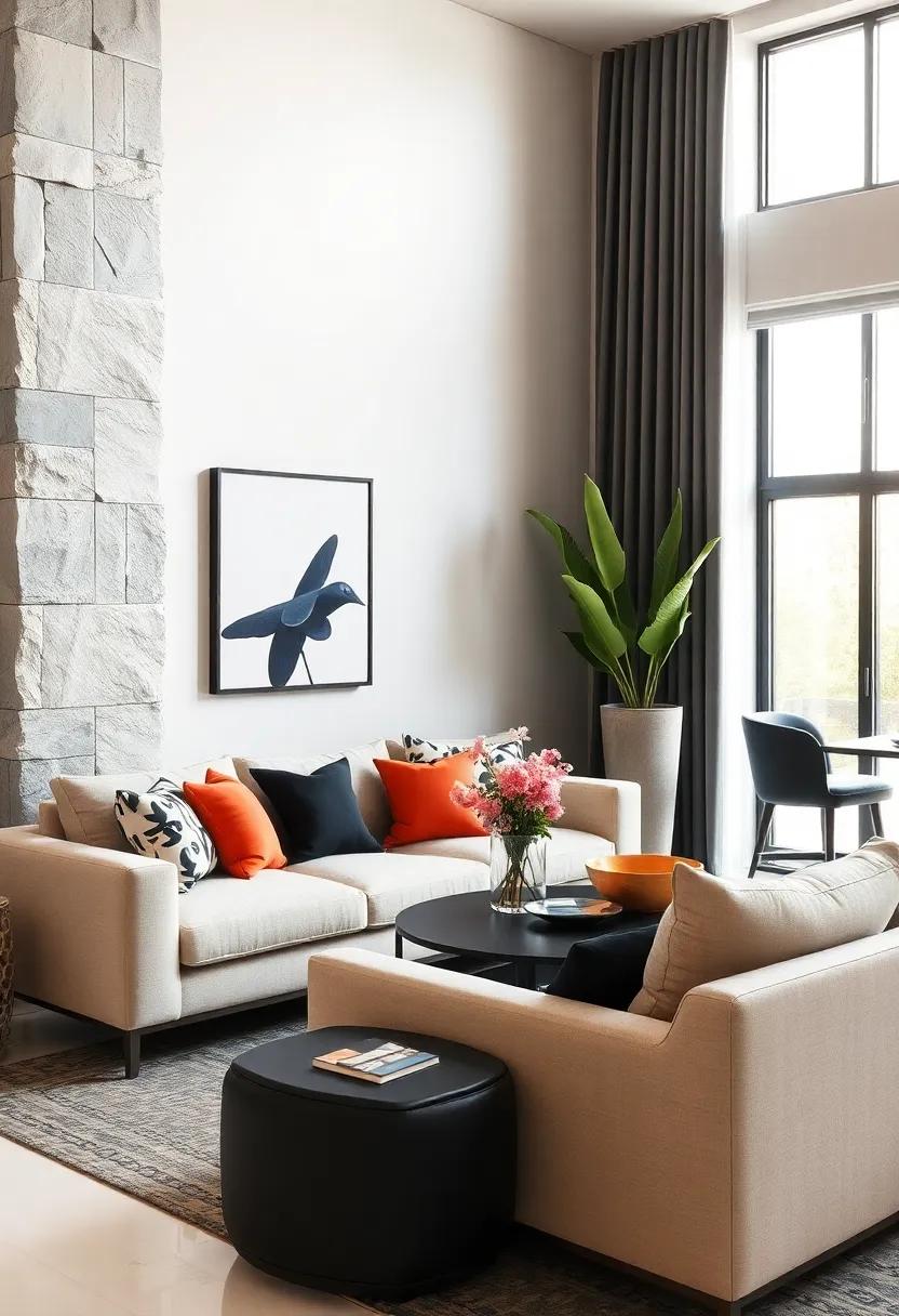 High-Contrast ​Black‍ and ‍White Furniture accents: Use striking colors to create dynamic visual interest throughout your ‍space