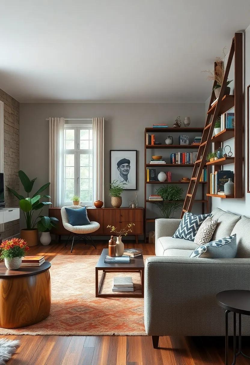 Repurposed Ladder as Exposed Bookshelf: ⁤Showcase functionality and ‌creativity in even ⁣the smallest of spaces